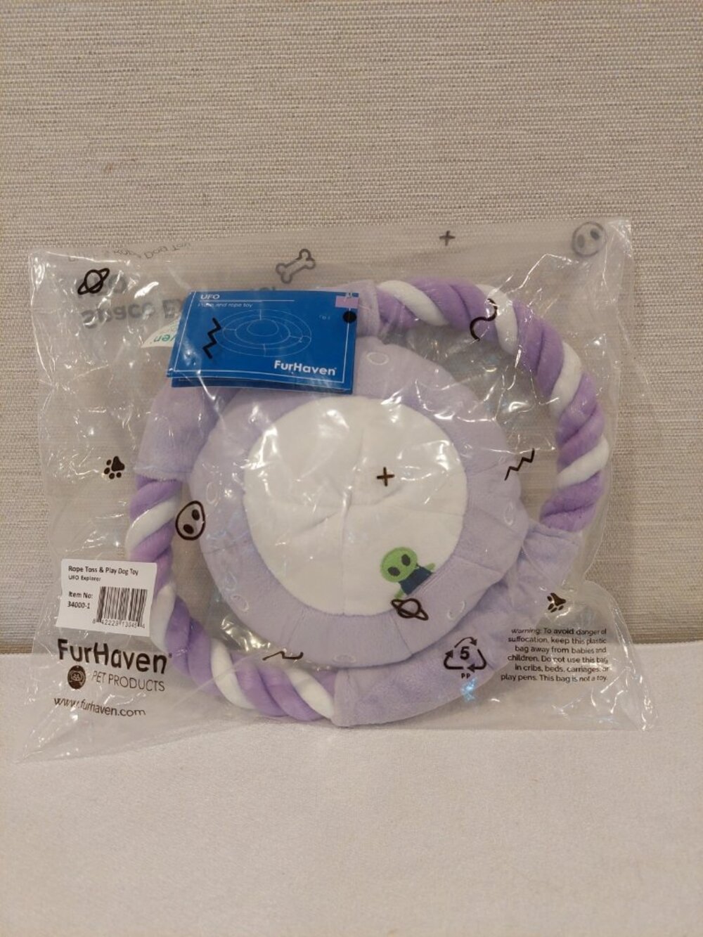 FurHaven Space Explorers UFO Plush and Rope Dog Toy